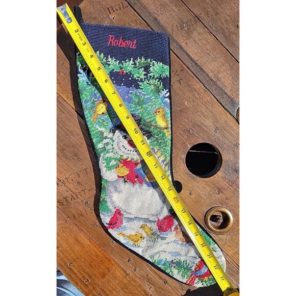 Lands' End Needlepoint Christmas Stocking ROBERT Snowman Wool Discontinued C3 - Picture 4 of 10